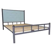 FUTONES Y MUEBLES - Cama 2 Plazas Grafito-Celeste