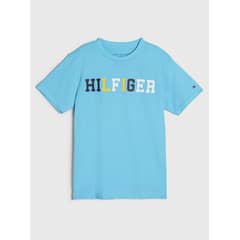 TOMMY HILFIGER - Polera Con Logo Multicolor Niño Celeste