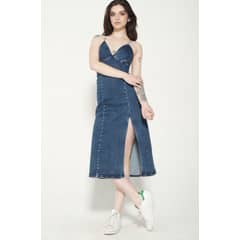 MOMCHIC - Vestido Largo Pabilo Azul