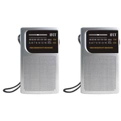 IRT - Pack 2 Radio A Pilas De Bolsillo Am Fm Plateada
