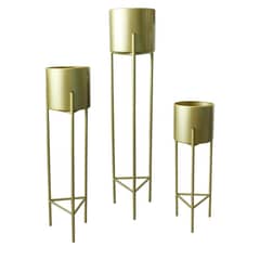 GENERICO - Macetero Macetas Pedestal Dorado Set de 3 Piezas