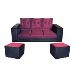GENERICO - SOFA JULIETTA 2PUFF NEGROBURDEO