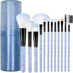 COREJOY - Set 12 Pinceles Y Brochas de Maquillaje Con Balde Organizador(azul)