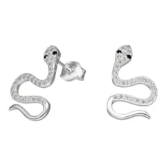 GENERICO - Aros serpiente circones onix de plata 925