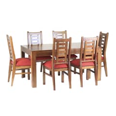 MUEBLES AMERICA - Comedor Nacional Rayenco 6 Sillas Color Nogal Tapiz Terracota