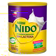 NIDO - Leche En Polvo Nido® Semidescremada Sin Lactosa Tarro 1350g