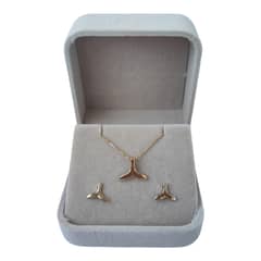 GENERICO - Conjunto cola de ballena de plata 925 bañado en oro de 18 k