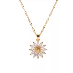 LUXURYJOYAS - Collar Flor Girasol Con Cristales Oro 18kt Baño2