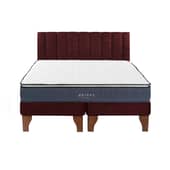 5 SUEÑO - Cama Europea 2 Plazas + Respaldo Tubular Madera Burdeo