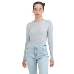 ACUARELA - Polera Mesh Strass CelesteMujer