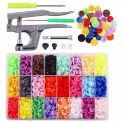 KUANGYE - Remachadora Broches Plásticos Snap + Broches Caja 360 Piezas