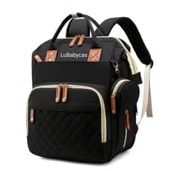 LUBABYCAS - Mochila Maternal Impermeable Con Accesorios Negra