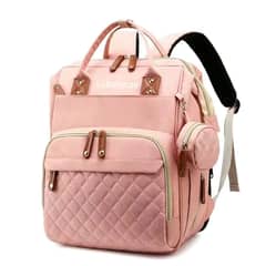 LUBABYCAS - Mochila Maternal Impermeable Con Accesorios Rosada