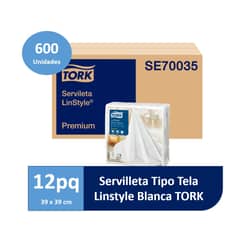 TORK - Servilleta De Papel Tipo Tela Linstyle Blanca 12x50un
