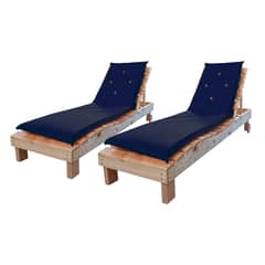 CHILENA CASAGRANDE - REPOSERA TERRAZA Y MESA MADERA / COJIN AZUL