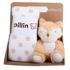 PILLIN - Set Peluche Manta Zorro Bebé Niño Café