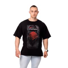 SIGEL - POLERA HOMBRE OVERSIZE ESTAMPADO MONKEY NEGRO