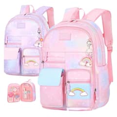 MV MOVAC - Mochila Escolar Unicornio Arcoíris Infantil Kawai Para Niña