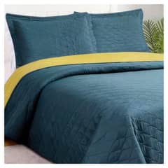 MASEL - Quilt Bicolor 1,5 plazas Petroleo-Amarillo 180x250
