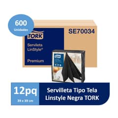 TORK - Servilleta De Papel Tipo Tela Linstyle Negra 12x50un