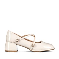 WEIDE - Zapato Mary Jane Beige Charol Elegante Mujer YL65