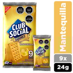 CLUB SOCIAL - Galletas Saladas Club Social® Mantequilla 9 Paquetes X 24g
