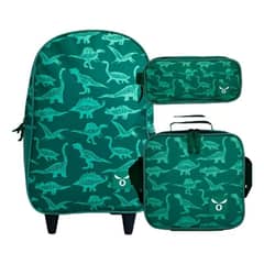 TITANIO - Set Mochila Escolar Con Ruedas Lonchera Estuche Dinosaurios Niños