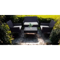 SPACE HOME - Juego terraza woven living de rattan negro