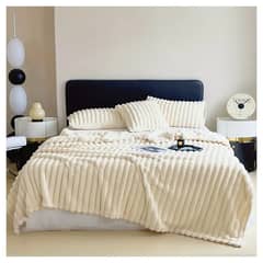 COMPRAPO - Frazada Manta Coral Acanalada Bco. Invierno 200X220 Cm King o 2 Pzas.