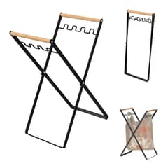AIZO - Negro Basurero De Hierro Portátil Plegable Exterior O Hogar
