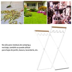 AIZO - Blanco basurero De Hierro Portátil Plegable Exterior O Hogar
