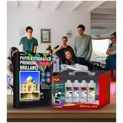 MALIK - Papel Glossy 135gm 100 hojas + 4 Litros para Epson L4160