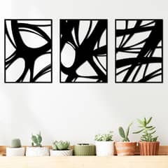 ELAB PROPIA - Set 3 Cuadros Modernos Abstracto 40x30cm c.u. - Madera Fun Republic
