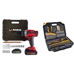 LERNEN - Pack Taladro Percutor Inalámbrico 21v 2 Baterías 246 Brocas