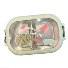GENERICO - Taper De Comida Con Diseño sandia verde 1000ml Con 2 Divisiones