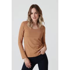 PRIVILEGE - Polera poliamida caramelo