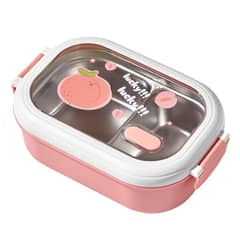 GENERICO - Taper De Comida Con Diseño Durazno Rosado 1000ml Con 2 Divisiones