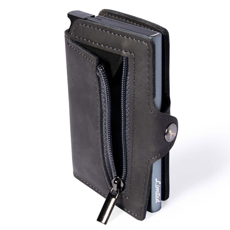 Billetera Tarjetero Anti Clonacion Limited Slim Con Monedero Plateado TALLA UNICA