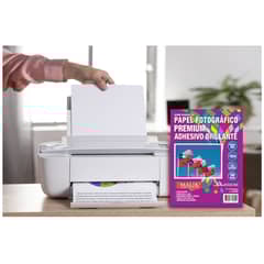 MALIK - Papel Adhesivo Glossy Brillante A4/135g Resmas De 100 Hjs