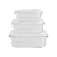 URBAN PRODUCTS - SET DE 3 CONTENEDORES DE VIDRIO CON TAPAS PLASTICAS