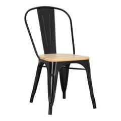 PANDALINO - Silla Tolix - Metal y Madera clara - Resistencia al Exterior - Negro