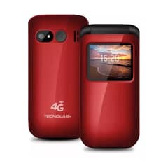 TECNOLAB - Telefono Senior Adulto Mayor Tipo Almeja 4G Rojo
