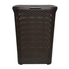 REYPLAST - Cesto Canasto Para Ropa Rattan 60 Litros Con Tapa - Marrón