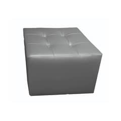 MUEBLES HVM - Puff Gris  cuero 4 botones