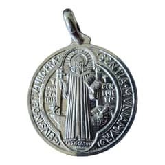 GENERICO - Medalla san benito plata 925 grande Italiano