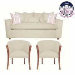 SITIAL HOME - Living 311 Bubha Beige Sofa 3 cuerpos con resortes mas 2 sitiales