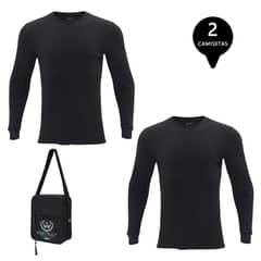 GIOVACCHINO - Pack 2 Camisetas Manga Larga Algodón Premium Hombre + Bolso de Regalo