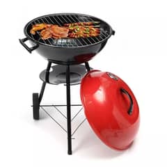 HOME&DESIGN - Parrilla a Carbón con Tapa y Ruedas – Tipo Kettle 43 cm Roja