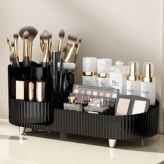 PAGANOOM - Caja de almacenamiento de maquillaje giratoria de gran capacidad - Negro