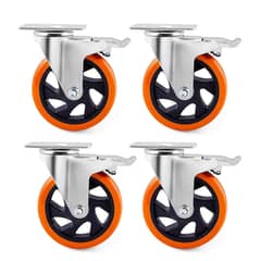 LINKON - Ruedas Industriales para Muebles + Frenos 4" Set 4